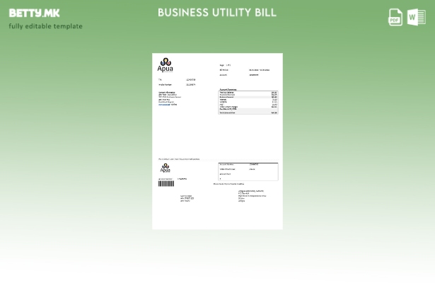 Модерен стил на Антигва и Барбуда шаблон за деловни сметки APUA за комунални усл